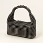 Handmade Gunmetal Crystal Beaded Hobo Bag