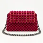 Handmade Burgundy Velvet Beaded Chain Clutch