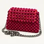 Handmade Burgundy Velvet Beaded Chain Clutch