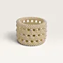 Handmade Ivory Pearl Beaded Round Serving Basket