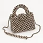Handmade Rose Gold Pearl Beaded Mini Handbag