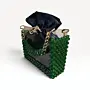 Green Beaded Acrylic Handbag with Removable Lining