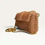 Peach Beaded Shoulder Bag with Gold Chain Strap