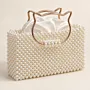 Handmade Ivory Pearl Bag with Cat-Shaped Handle