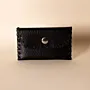 Compact Snap Leather Wallet – Black Compact – 10.5x6.5x1 cm