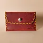 Compact Snap Leather Wallet – Red with Yellow Stitching – 10.5x6.5x1 cm