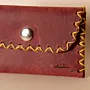 Compact Snap Leather Wallet – Red with Yellow Stitching – 10.5x6.5x1 cm