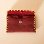 Compact Snap Leather Wallet – Red with Yellow Stitching – 10.5x6.5x1 cm