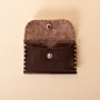 Compact Snap Leather Wallet – Dark Brown with Cream Stitching – 10.5x6.5x1 cm