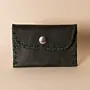 Compact Snap Leather Wallet – Olive with Green Stitching – 10.5x6.5x1 cm