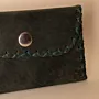 Compact Snap Leather Wallet – Olive with Green Stitching – 10.5x6.5x1 cm
