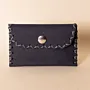 Compact Snap Leather Wallet – Navy with Grey Stitching – 10.5x6.5x1 cm