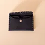 Compact Snap Leather Wallet – Navy with Grey Stitching – 10.5x6.5x1 cm