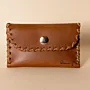 Compact Snap Leather Wallet – Camel with Brown Stitching – 10.5x6.5x1 cm