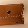 Compact Snap Leather Wallet – Camel with Brown Stitching – 10.5x6.5x1 cm