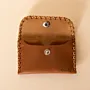 Compact Snap Leather Wallet – Camel with Brown Stitching – 10.5x6.5x1 cm