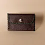 Compact Snap Leather Wallet – Dark Brown with Green Stitching – 10.5x6.5x1 cm