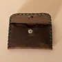 Compact Snap Leather Wallet – Distressed Brown & Green Stitch – 10.5x6.5x1 cm