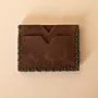 Two-Pocket Leather Card Holder – Brown with Green Stitching – 11x6.5x0.8 cm