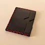 Two-Pocket Leather Card Holder – Black with Red Stitching – 11x6.5x0.8 cm