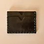 Two-Pocket Leather Card Holder – Olive with Green Stitching – 11x6.5x0.8 cm