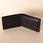 Men's Leather Coin-Pocket Bifold – Black Camel Embossed Bifold – 10x7x1 cm