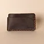 Three-Pocket Leather Card Holder – Brown Three-Pocket – 10.5x8x1 cm