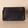Three-Pocket Leather Card Holder – Black Textured – 10.5x8x1 cm