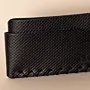 Three-Pocket Leather Card Holder – Black Textured – 10.5x8x1 cm