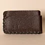 Three-Pocket Leather Card Holder – Dark Brown Textured – 10.5x8x1 cm