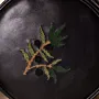Round Olive Branch Leather Bag – Black & Olive Branch Embroidery – Ø20xH10 cm