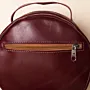 Round Leather Crossbody Bag – Burgundy – Ø20xH9 cm