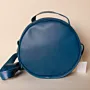 Round Leather Crossbody Bag – Blue – Ø20xH9 cm