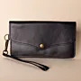Leather Envelope Wallet with Wrist Strap – Black Envelope – 19x10x1 cm