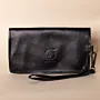 Leather Envelope Wallet with Wrist Strap – Black Envelope – 19x10x1 cm