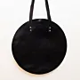 Large Round Leather Shoulder Bag – Black – 50 cm diameter