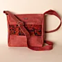 Leather Heritage Textile Crossbody Bag – Red Textile Panel – 20x23x8 cm