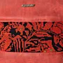 Leather Heritage Textile Crossbody Bag – Red Textile Panel – 20x23x8 cm
