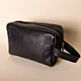 Leather Toiletry and Hand Bag – Black – 20x13x7 cm