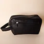 Leather Toiletry and Hand Bag – Black – 20x13x7 cm