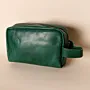 Leather Toiletry and Hand Bag – Green – 20x13x7 cm