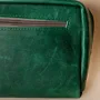 Leather Toiletry and Hand Bag – Green – 20x13x7 cm