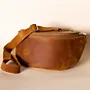 Large Leather Fanny Pack – Tan – 30x18x3 cm