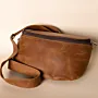 Large Leather Fanny Pack – Camel Brown – 30x18x3 cm