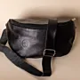 Large Leather Fanny Pack – Black – 30x18x3 cm