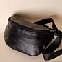 Large Leather Fanny Pack – Black – 30x18x3 cm