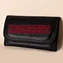 Geometric Leather Long Wallet – Black with Red Detail – 20x10x2 cm
