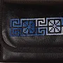Geometric Leather Long Wallet – Black with Blue Geometric Detail – 20x10x2 cm