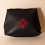 Embroidered Bag & Makeup Pouch Set – Black & Red Tatreez 2-Piece – 26x23x6 cm