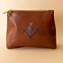 Embroidered Bag & Makeup Pouch Set – Brown & Blue Tatreez 2-Piece – 26x23x6 cm